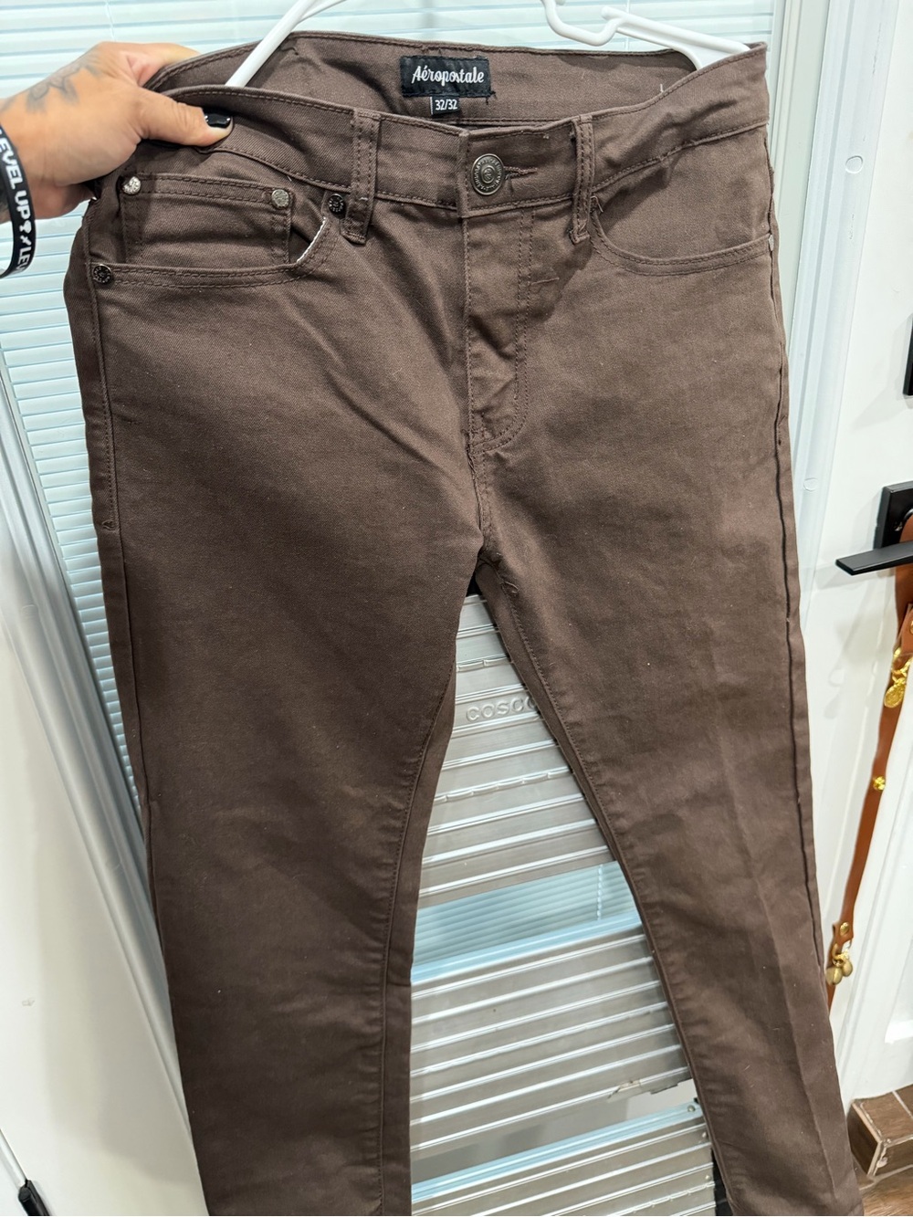 Aeropostale Men's Dark Brown Skinny Jeans